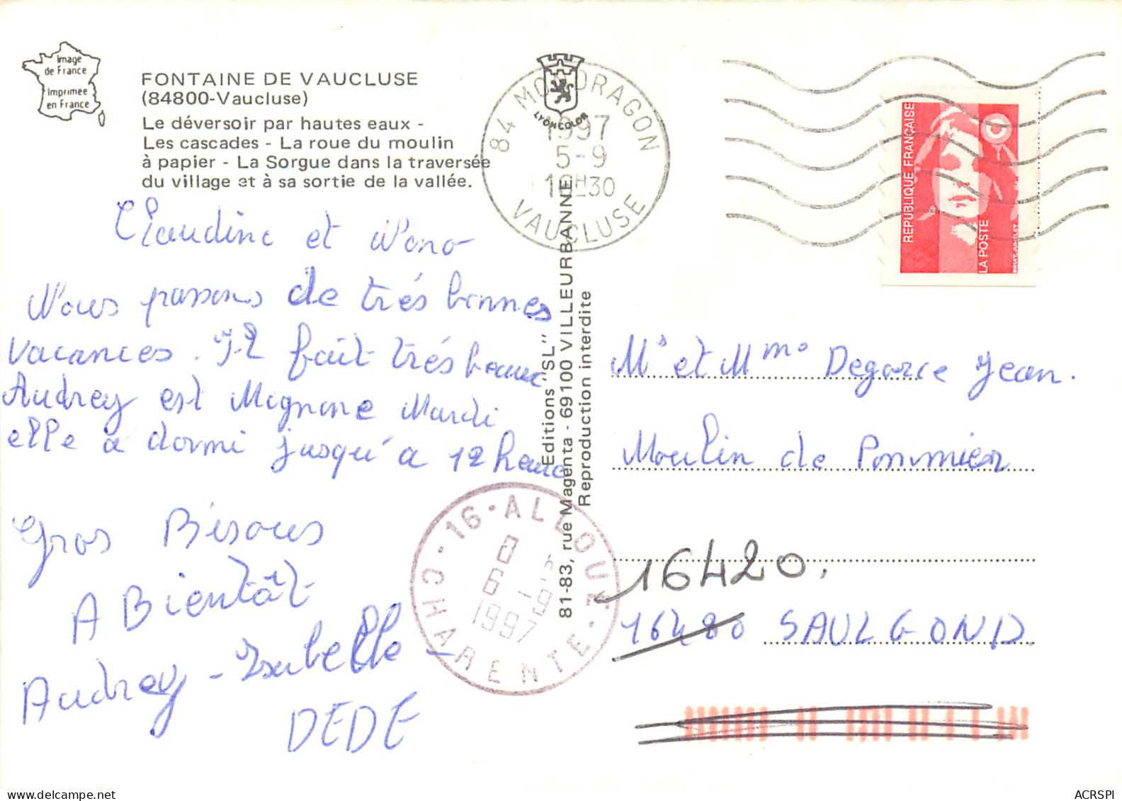 FONTAINE DE VAUCLUSE Le Deversoir Par Haute Eaux Les Cascades La Roue Du Moulin A Papier 23(scan Recto Verso)ME2696 - Sonstige & Ohne Zuordnung