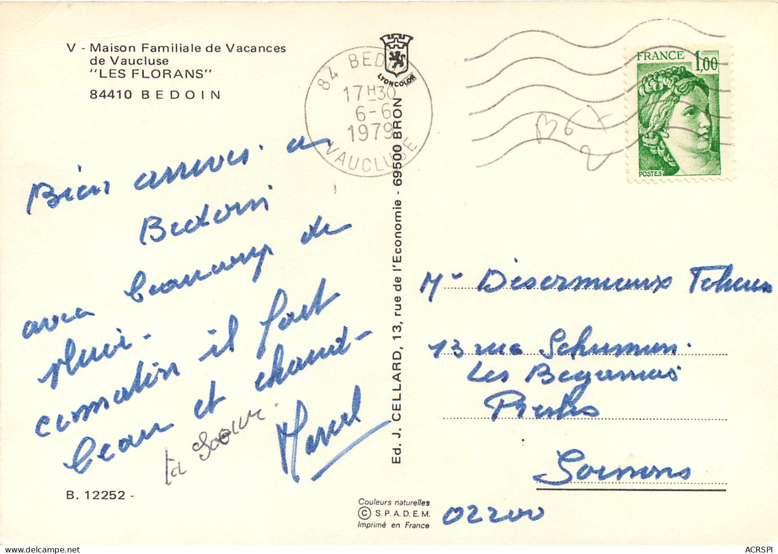 BEDOIN Maison Familiale De Vacances De Vaucluse LES FLORANS8(scan Recto Verso)ME2697 - Sonstige & Ohne Zuordnung