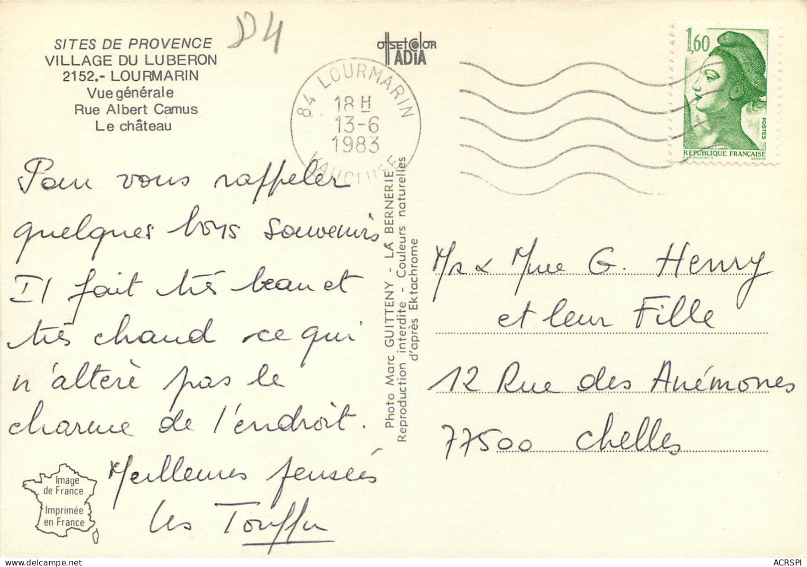 LOUMARIN Vue General Rue Albert Camus Le Chateau 14(scan Recto Verso)ME2697 - Lourmarin