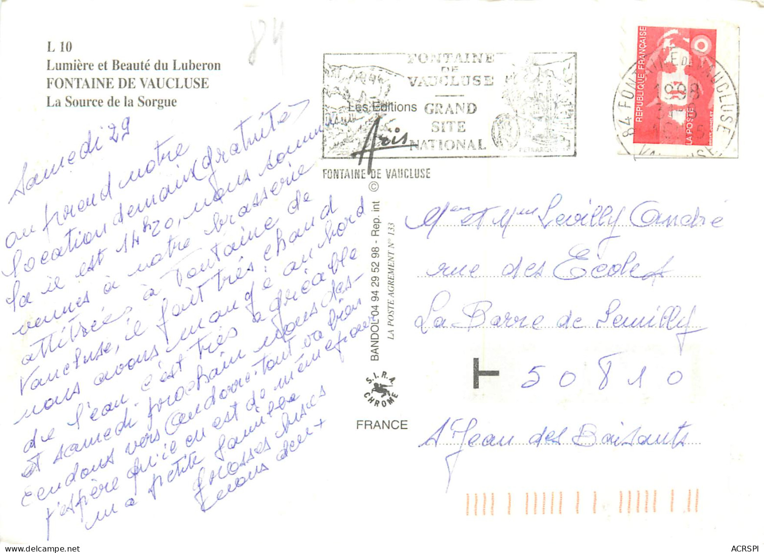 FONTAINE DE VAUCLUSE La Source De La Sorgue 9 (scan Recto Verso)ME2699 - Other & Unclassified
