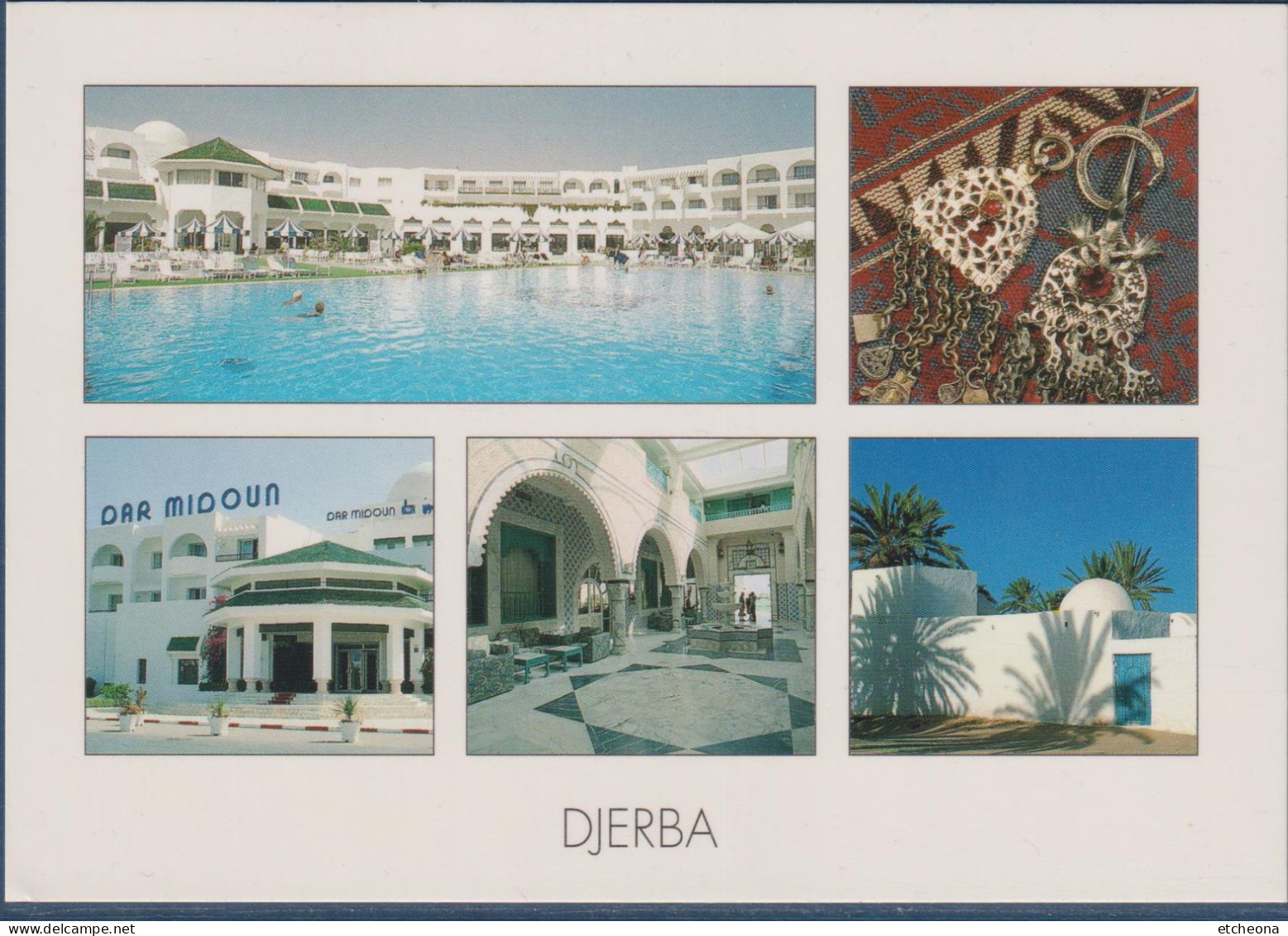 Djerba, Hôtel Dar Midoun, Multivues, Avec Timbre Non Oblitéré - Tunesien