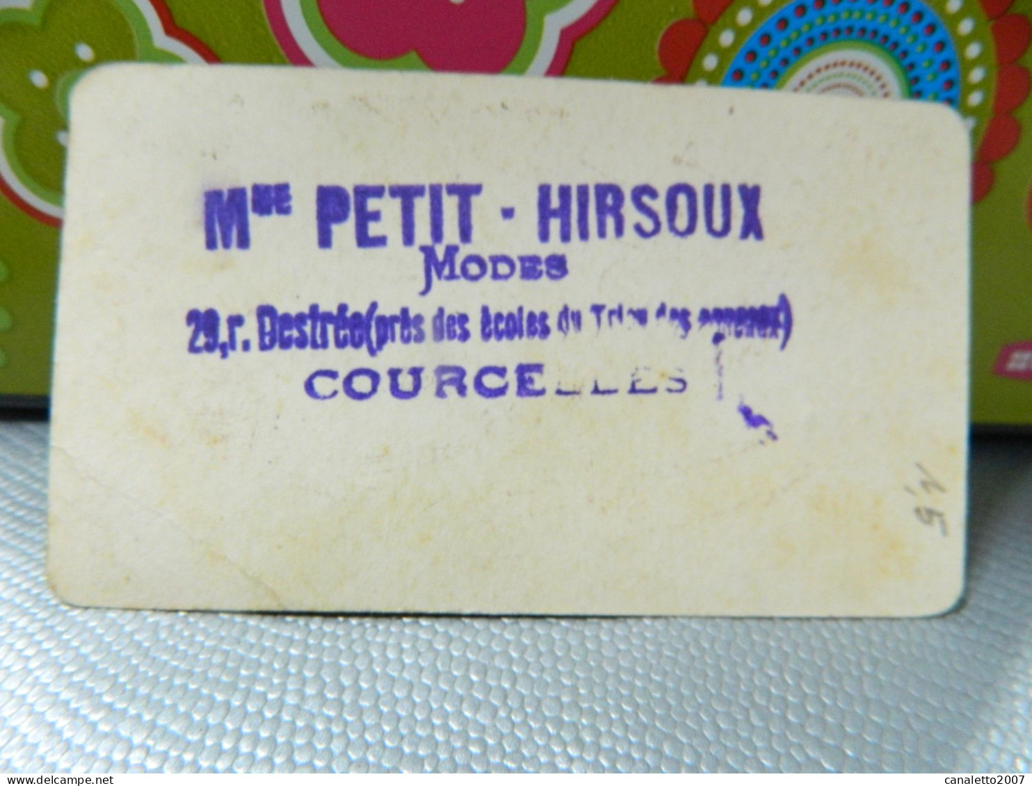 CARTE PARFUMEE+COURCELLES+PARIS: CARTE PARFUMEE LASEQUE +CACHET PETIT HIRSOUX -MODE 29 R.DESTREE COURCELLES - Profumeria Antica (fino Al 1960)