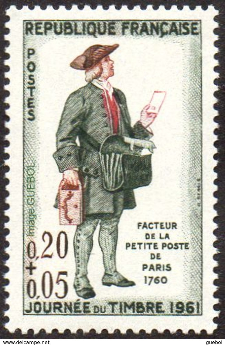France N° 1285 ** Journée Du Timbre 61 - Facteur De La Petite Poste De Paris 1760 - Unused Stamps