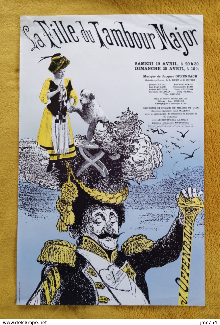 Affiche Publicitaire.  Opérette "La Fille Du Tambour Major".   J. Offenbach.   Théâtre De Caen.   Poster. - Posters