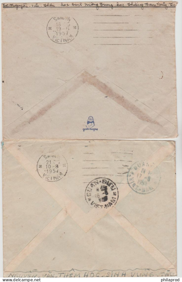 VIETNAM 2 STAMPLESS  MILITARY COVERS  From  CAP SAINT JACQUES  To SAIGON Réf  FM3 - Vietnam