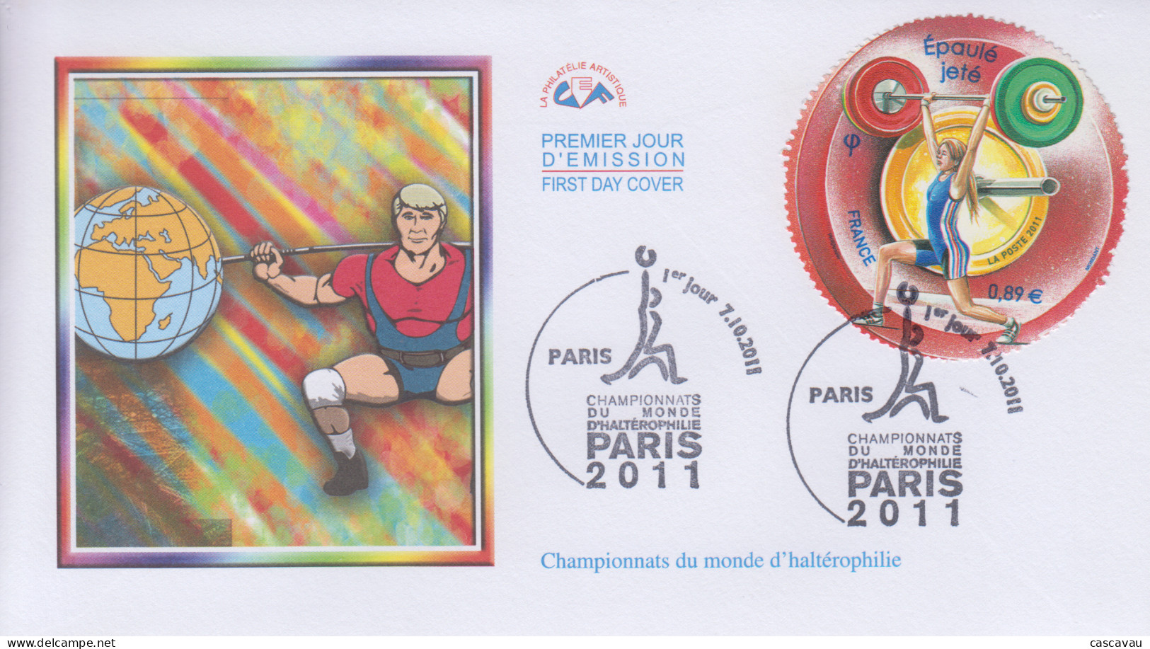 Enveloppe  FDC  1er  Jour   FRANCE   Championnats  Du   Monde   D' Haltérophilie   PARIS   2011 - 2010-2019