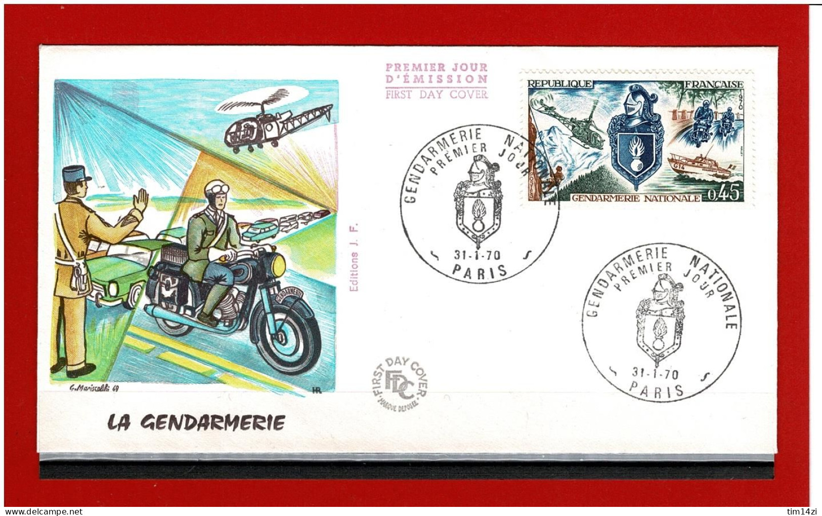 F.D.C - 1970 -  N° 1622 - ENVELOPPE PREMIER JOUR - 31-1-70 - PARIS - GENDARMERIE NATIONALE  - COTE : 6.00 € - 1970-1979