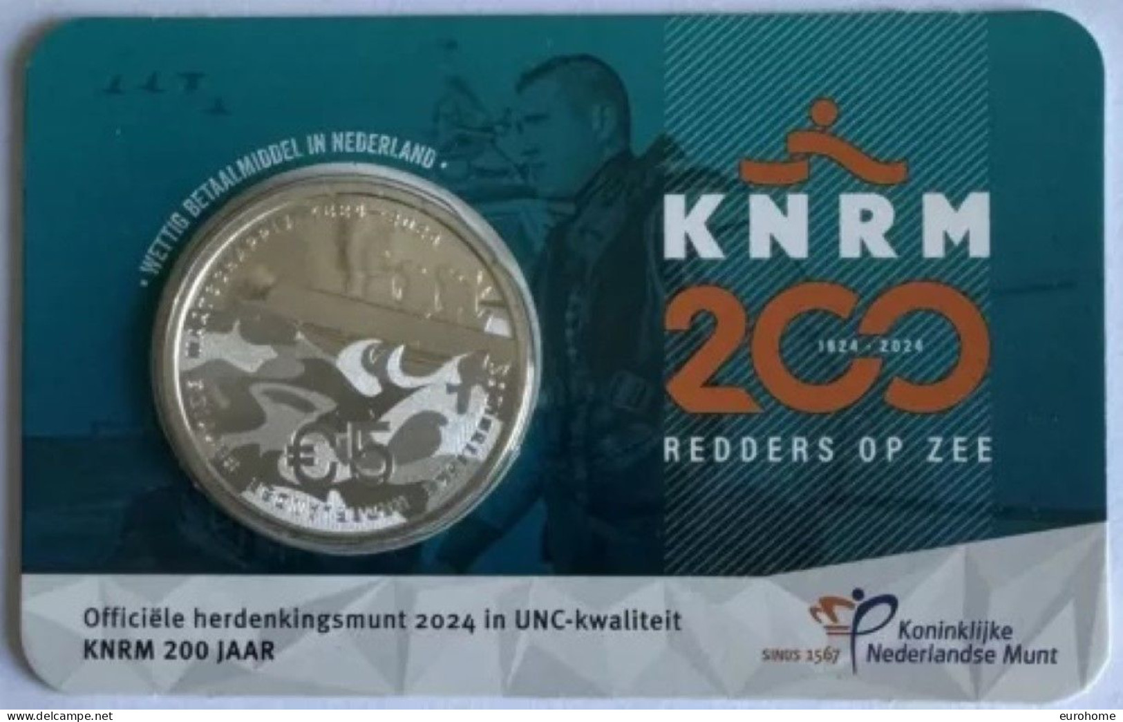 Nederland 2024  5 Euro In Coincard  "KNMR 200 Jaar Redders Op Zee"  !! - Pays-Bas