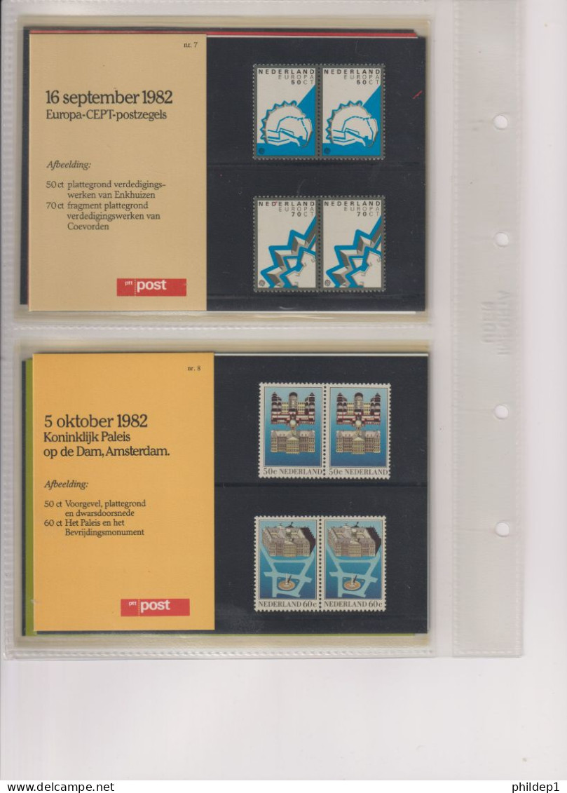 Pays-Bas de 1982 à 1988 Postzegelmapjes, présentation par la poste de TP du N°1 au 60 **, MNH