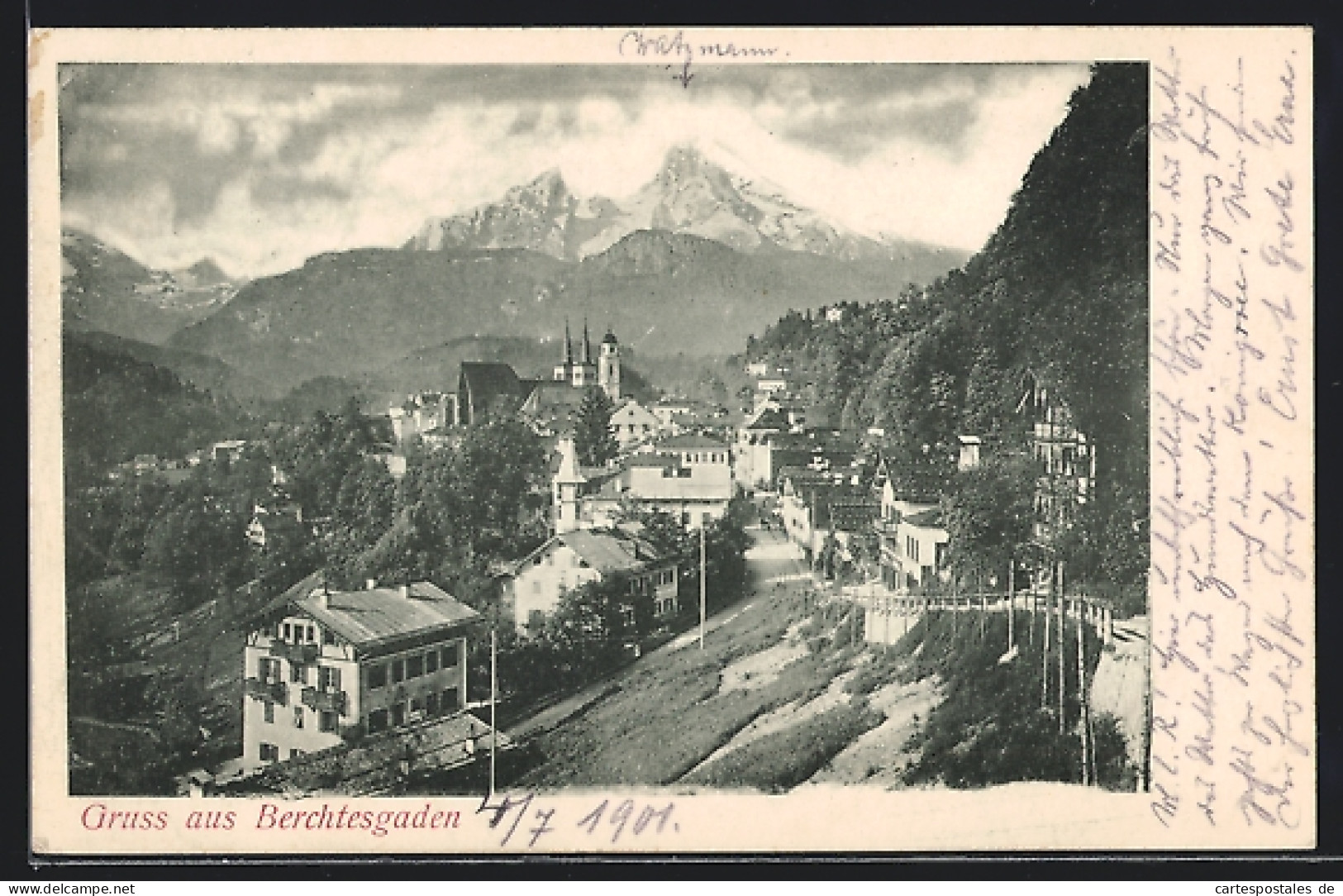 AK Berchtesgaden, Ortsansicht Mit Berg  - Berchtesgaden