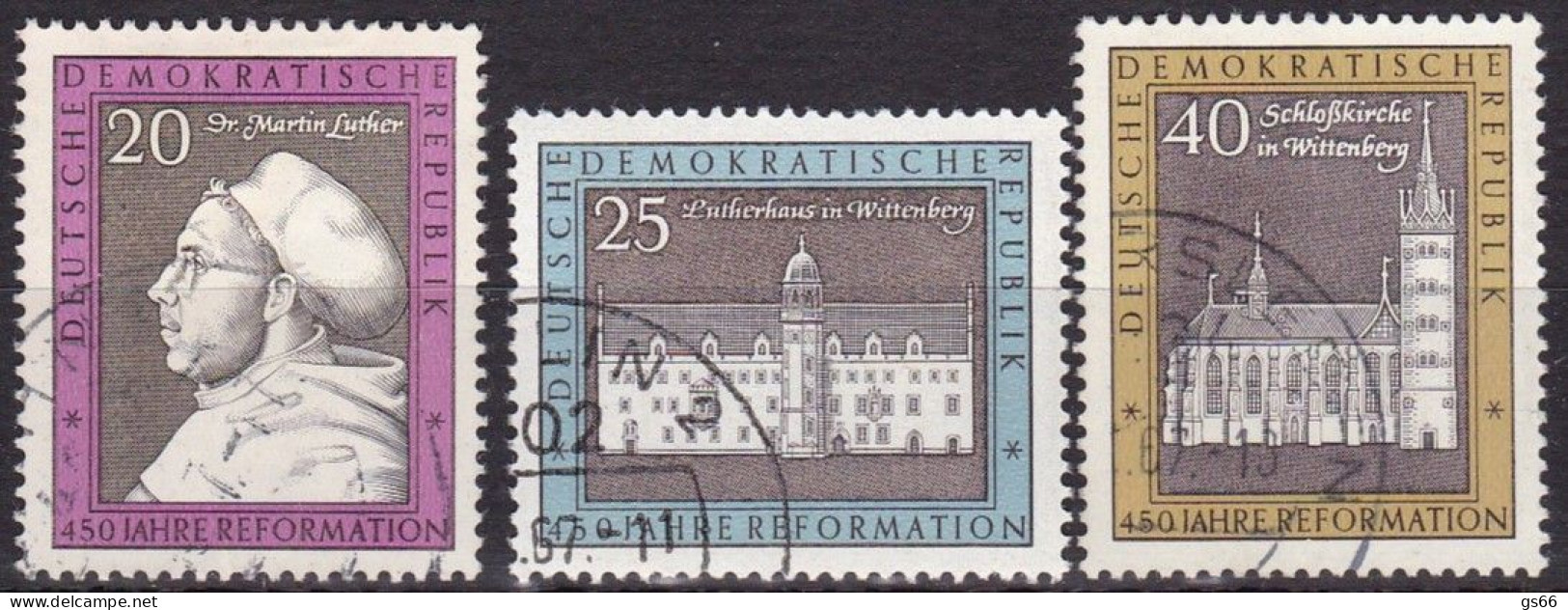DDR  1967, 1317/19, Used Oo,Thesenanschlags An Der Schlosskirche Wittenberg Durch Martin Luther - Used Stamps