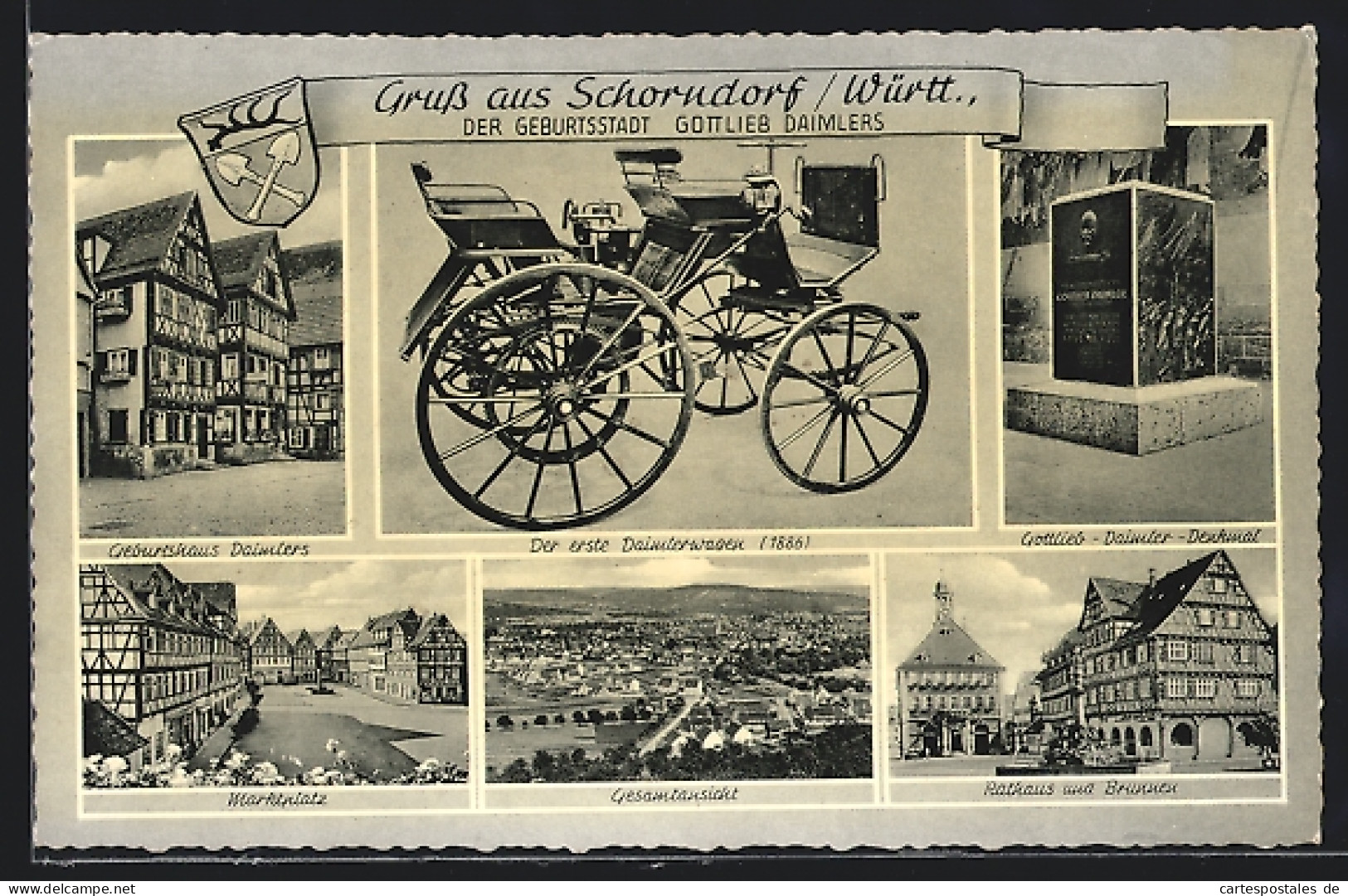 AK Schorndorf /Württ., Geburtsstadt Gottlieb Daimlers Mit 1. Daimlerwagen Und Geburtshaus  - Schorndorf