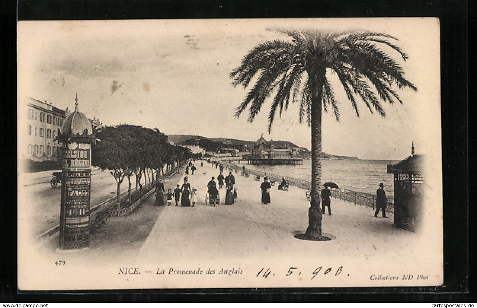 AK Nice, Litfasssäule Mit Reklame, La Promenade Des Anglais  - Advertising