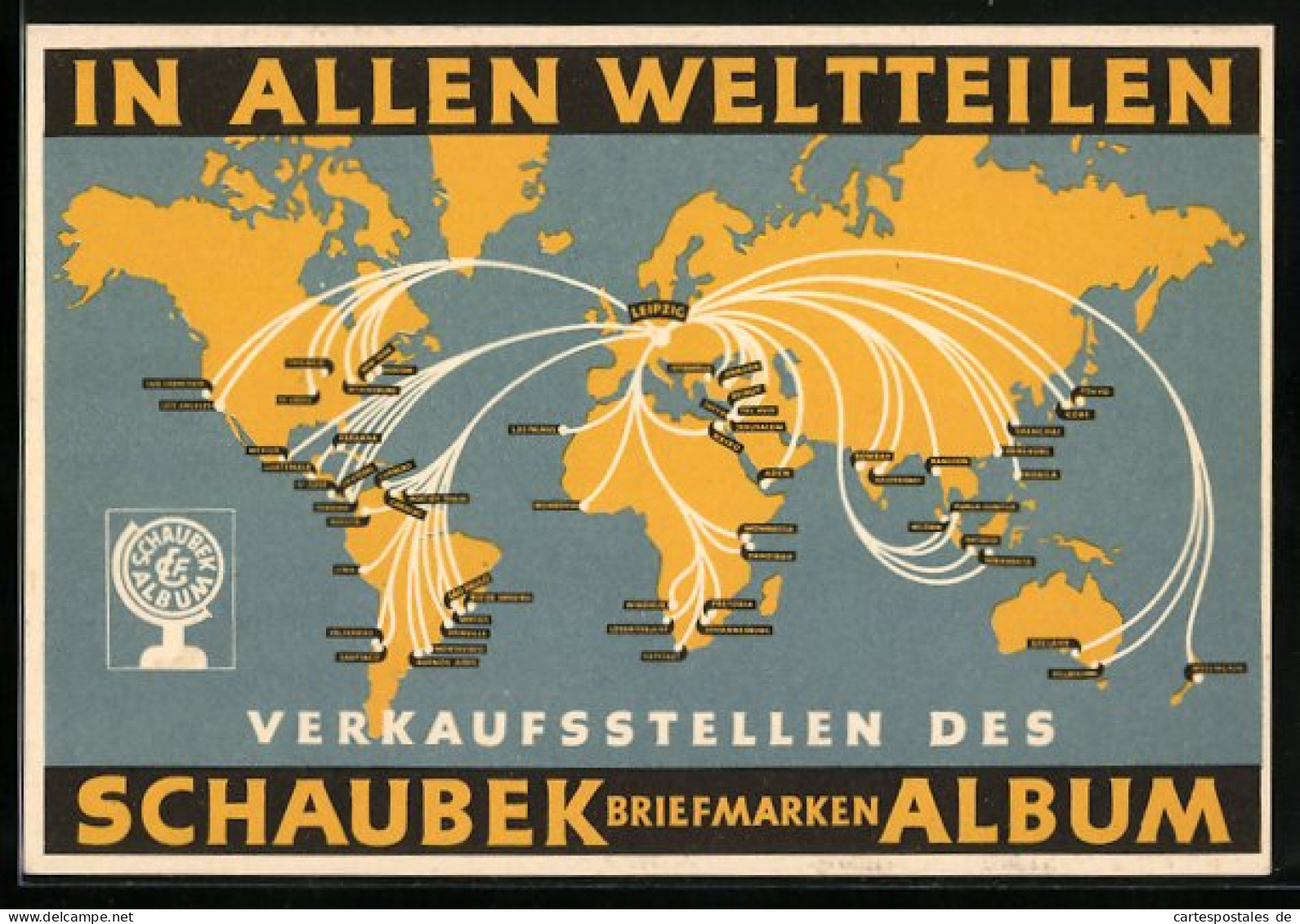 AK Reklame Für Schaubek Briefmarken Album, Weltkarte  - Sonstige & Ohne Zuordnung