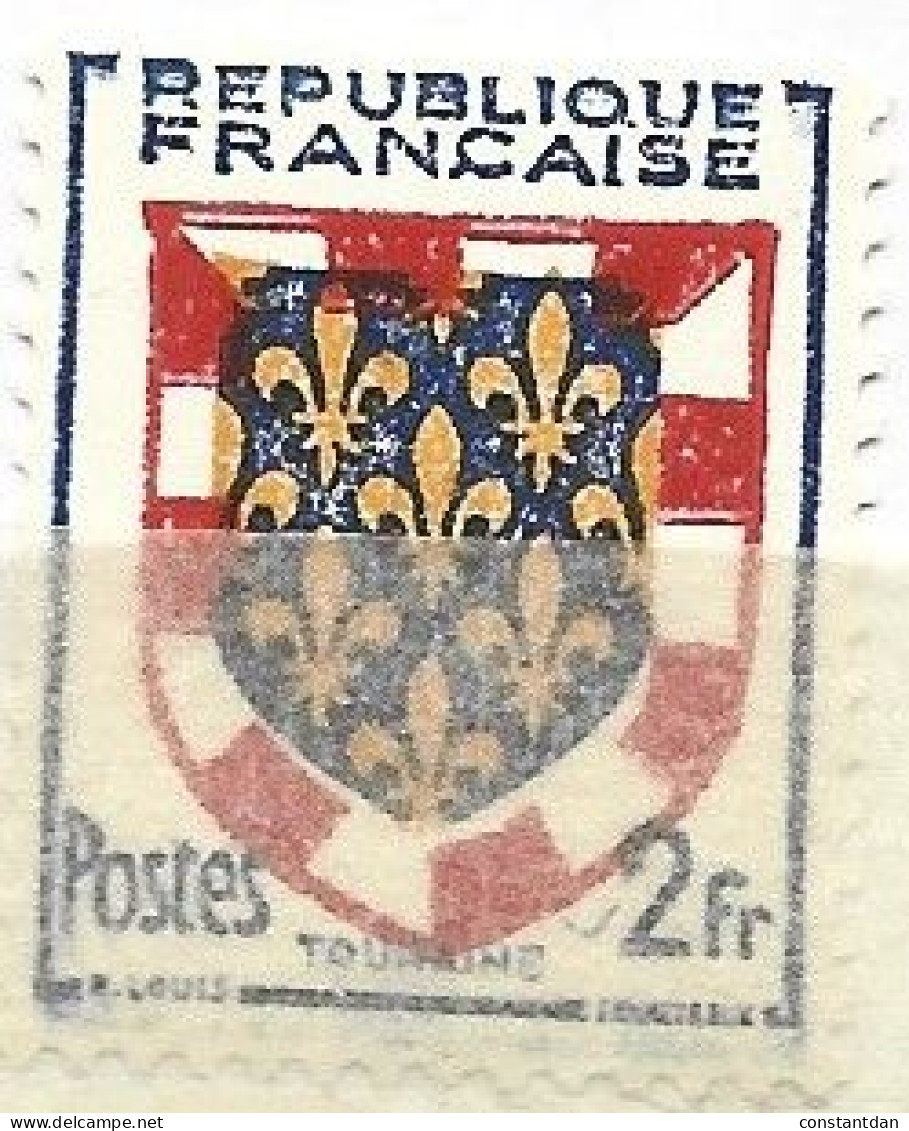 FRANCE N° 902 2F POUGE JAUNE ET BLEU BLASON DE LA TOURRAINE TOURRAINE ET 2F TOUCHANT LE CADRE   NEUF SANS CHARNIERE - Ungebraucht