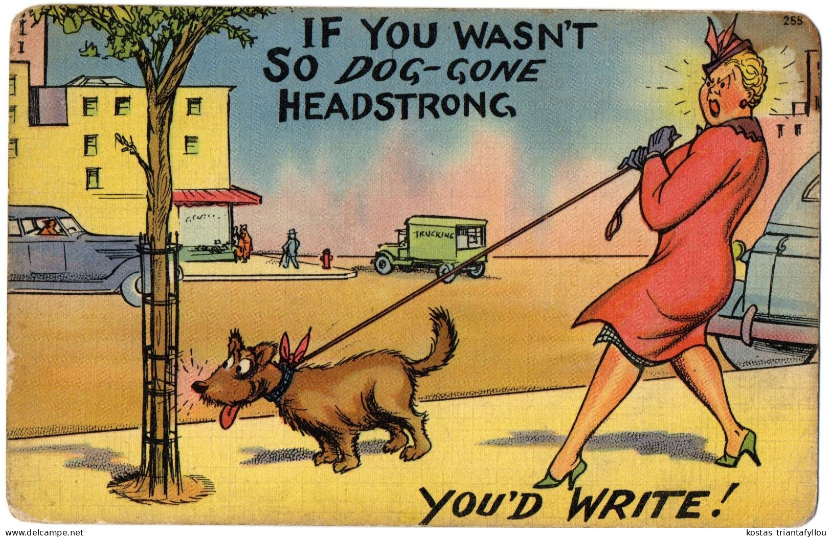 1.2.1 ILLUSTRATION "IF YOU WASN'T SO DOG-GONE HEADSTRONG, YOU'D WRITE", POSTCARD - Unclassified