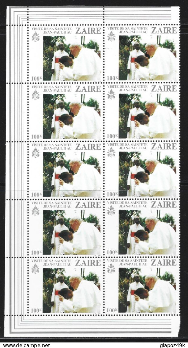 ● ZAIRE CONGO 1981 ֍ PAPA JEAN PAUL II ● Giovanni Paolo II ● BLOCCHI Di 10 Valori ● Serie Completa ● Cat. 130 € ● X ● - Unused Stamps