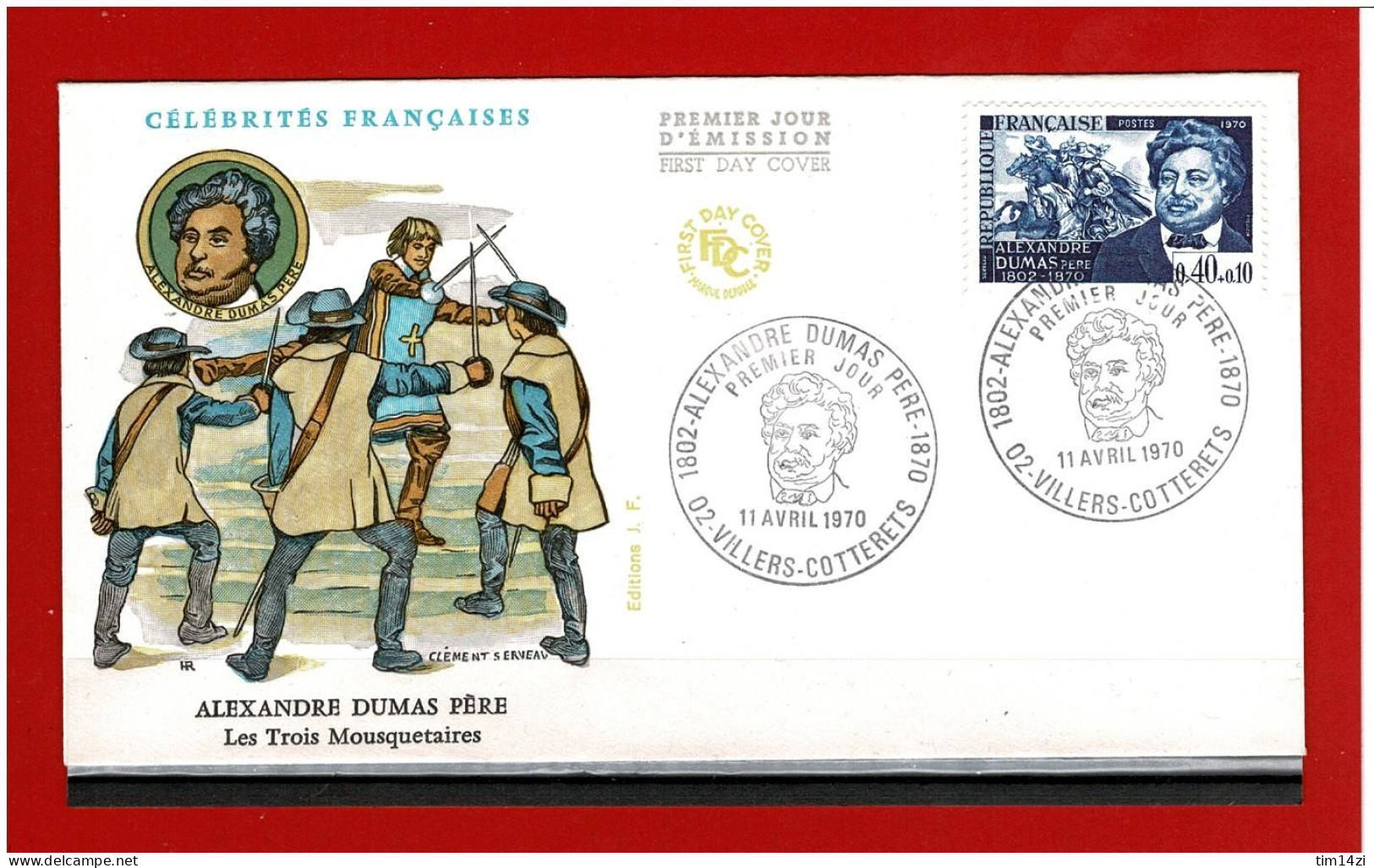 F.D.C - 1970 - N° 1628 - ENVELOPPE  PREMIER JOUR - 11 AVRIL 1970 - VILLERS COTTERETS - ALEXANDRE DUMAS -COTE : 2.00 € - 1970-1979