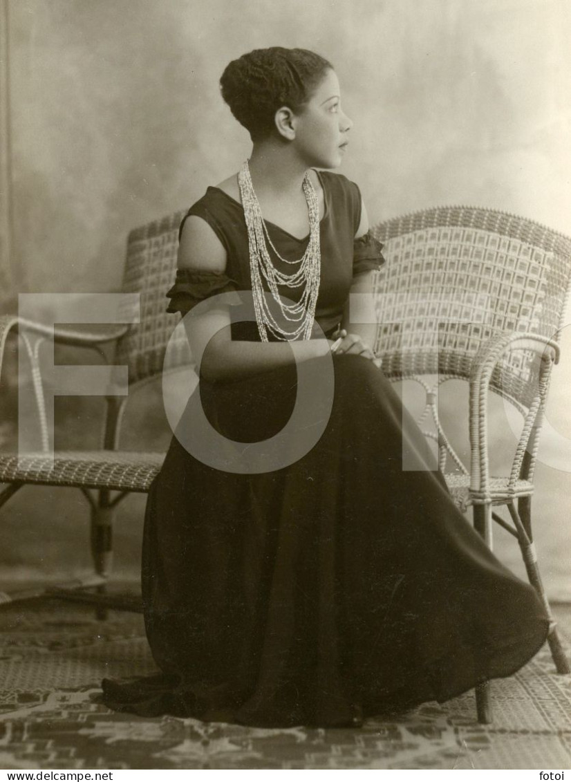 1932 ATELIER FOTO PHOTOGRAPHIA BELLE REAL STUDIO LUIZA PERU PHOTO POSTCARD FEMME DRESS PORTUGAL - Fotografie