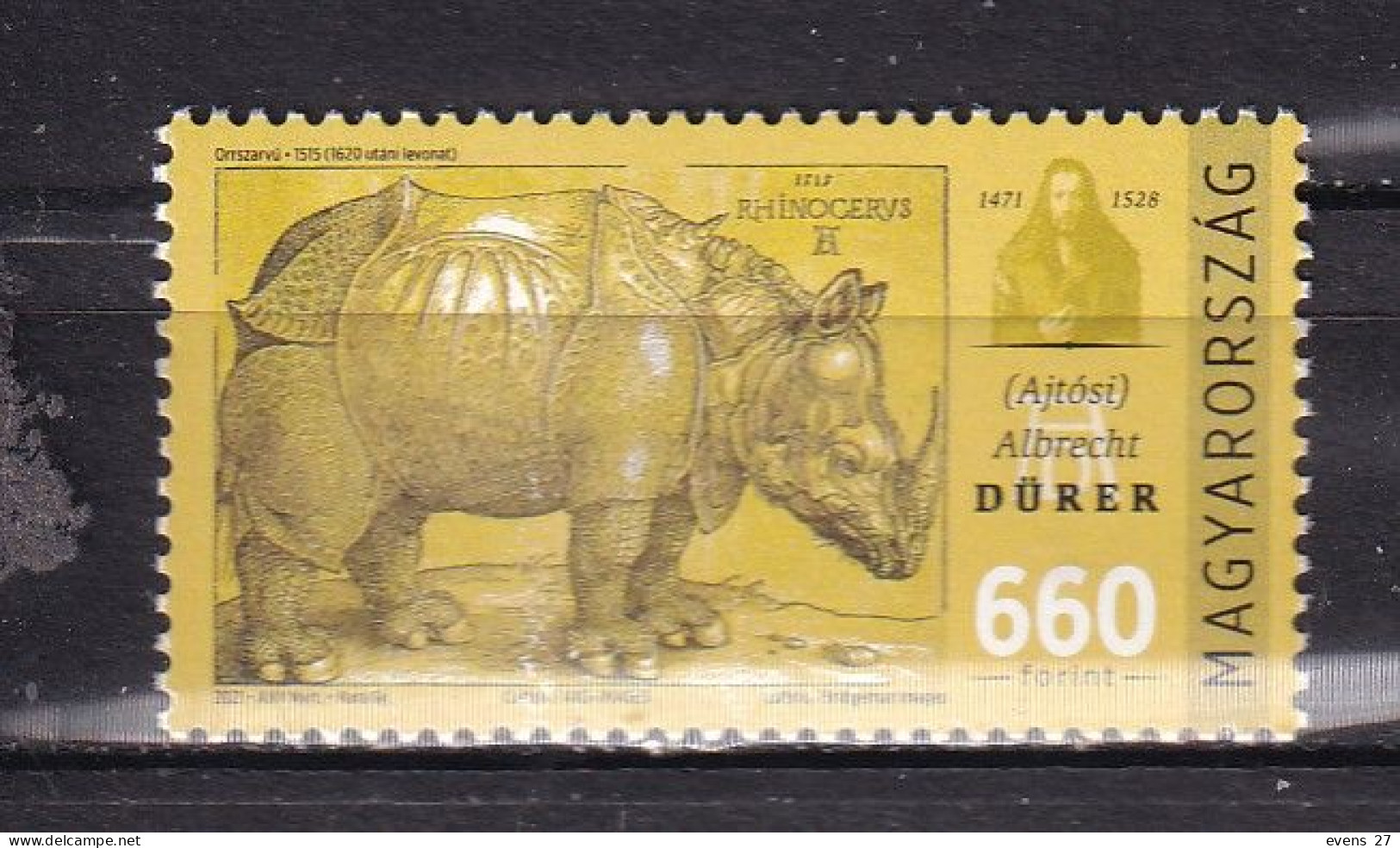 HUNGARY-2021- ART-RHINOCEROS-MNH. - Unused Stamps