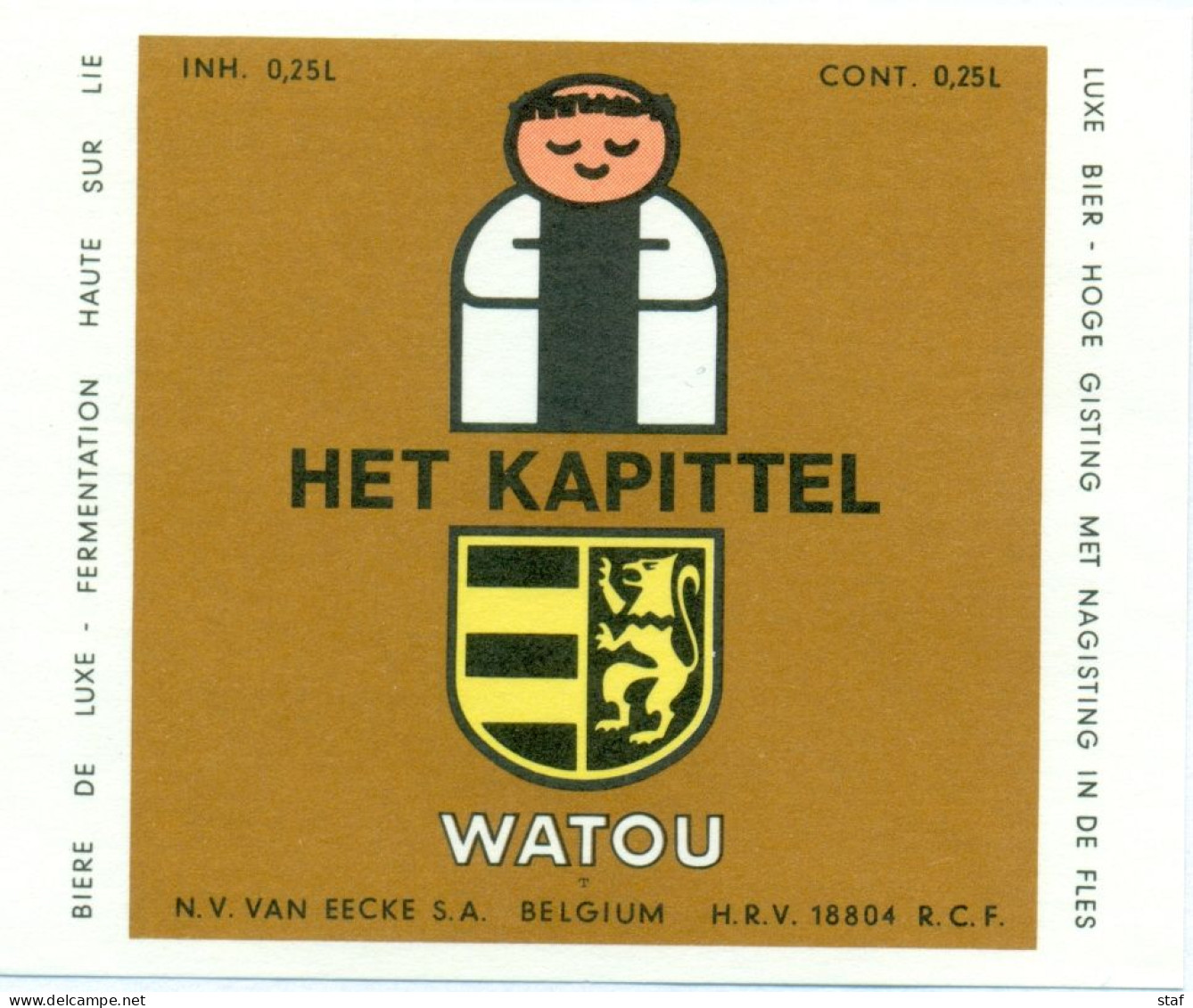 Oud Etiket Bier Het Kapittel Watou - Brouwerij / Brasserie Van Eecke Te Watou - Bière