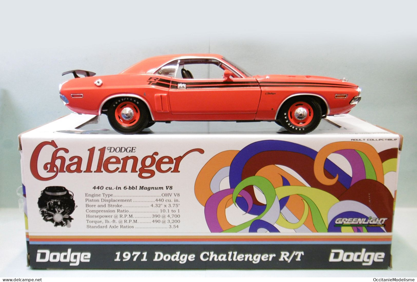 Greenlight - DODGE CHALLENGER R/T 1971 rouge réf. 13631 Neuf 1/18