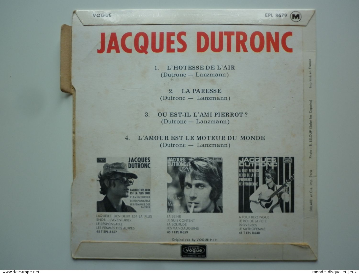 Jacques Dutronc 45Tours EP Vinyle L'hôtesse De L'air Mint - 45 Rpm - Maxi-Single