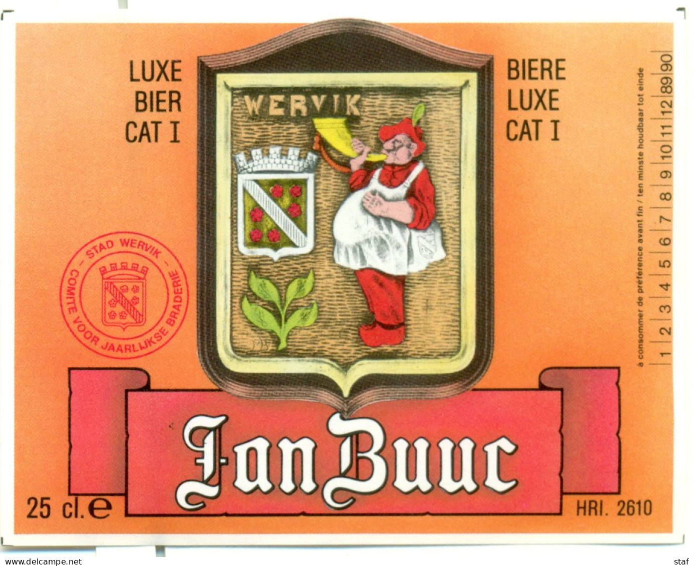 Oud Etiket Bier Jan Buur - Brouwerij / Brasserie Van Eecke Te Watou - Bière