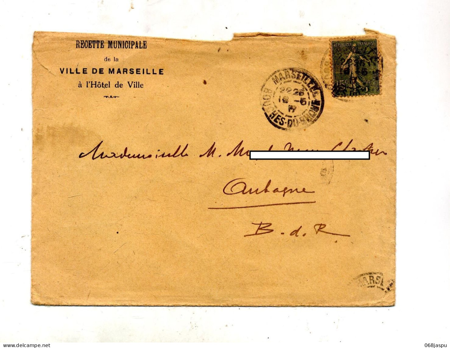 Lettre Cachet Marseille Entete Mairie - Manual Postmarks