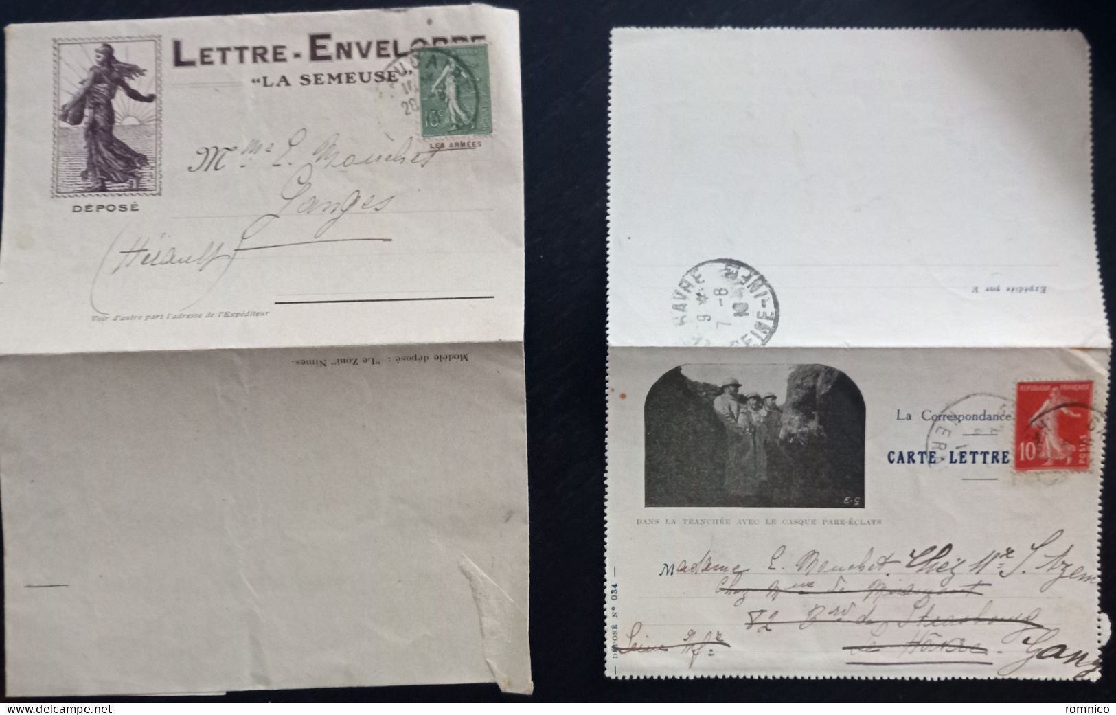 Lot De 2 Cartes Lettres Publicitaires La Semeuse Casques - Sonstige & Ohne Zuordnung