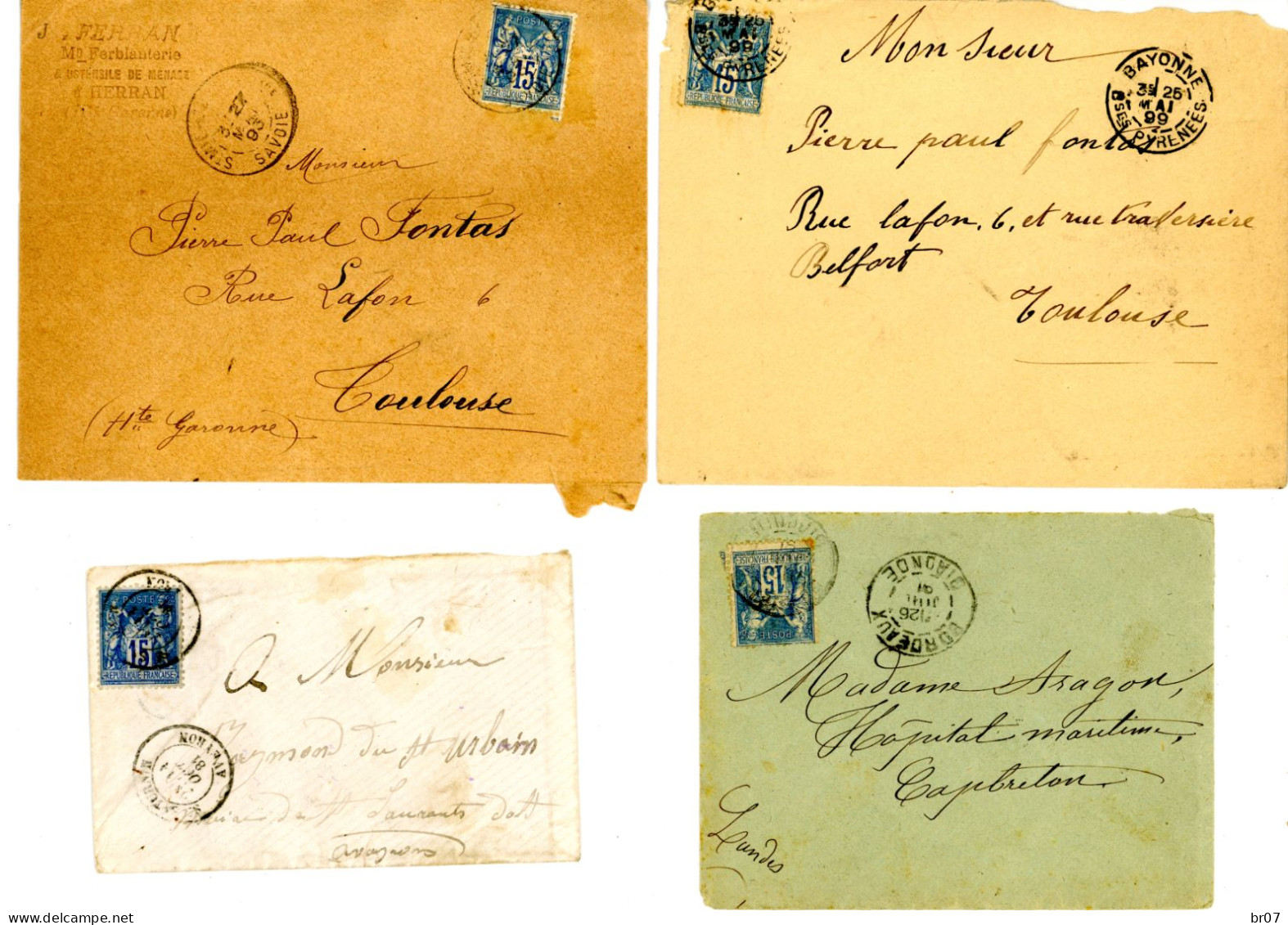 15C SAGE TII BLEU SUR 100 ENVELOPPES TIMBRES TB POUR ETUDE VOIR LES SCANS POIDS 390 GRAMMES AVANT EMBALLAGE - 1877-1920: Semi Modern Period