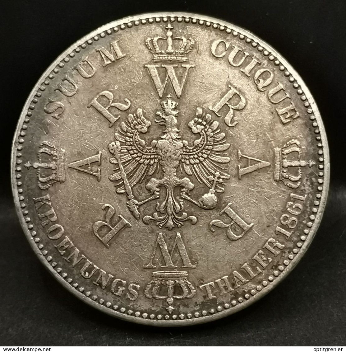 1 THALER ARGENT 1861 A PRUSSE COURONNEMENT WILHELM I ALLEMAGNE / GERMANY SILVER - Taler Et Doppeltaler