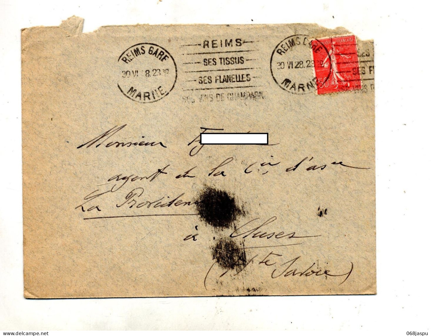 Lettre Flamme Reims Tissus Flanelles - Mechanical Postmarks (Advertisement)