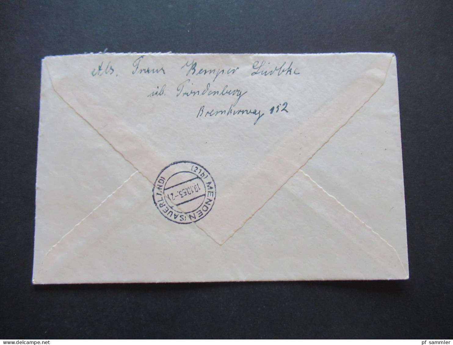 BRD 1953 Posthorn Nr.135 EF Tagesstempel Und Einschreiben Lendringsen (Kreis Iserlohn) Nach Menden Gesendet - Lettres & Documents