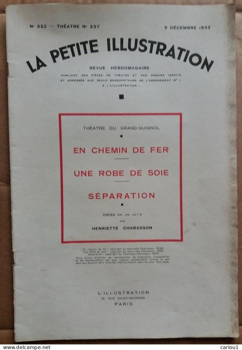 C1 Theatre Du GRAND GUIGNOL Henriette CHARASSON 1933 Petite Illustration PORT INCLUS France - 1901-1940