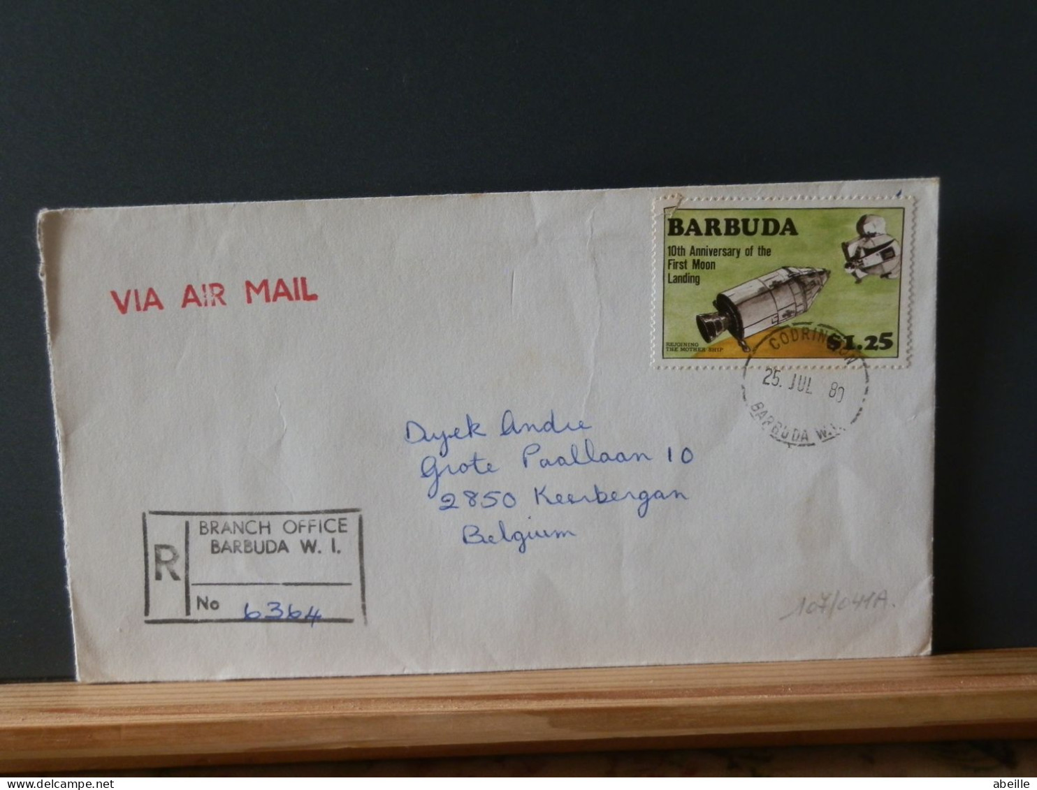 107/041A  LETTRE RECOMM.  BARBUDA  1980 - Montgolfières