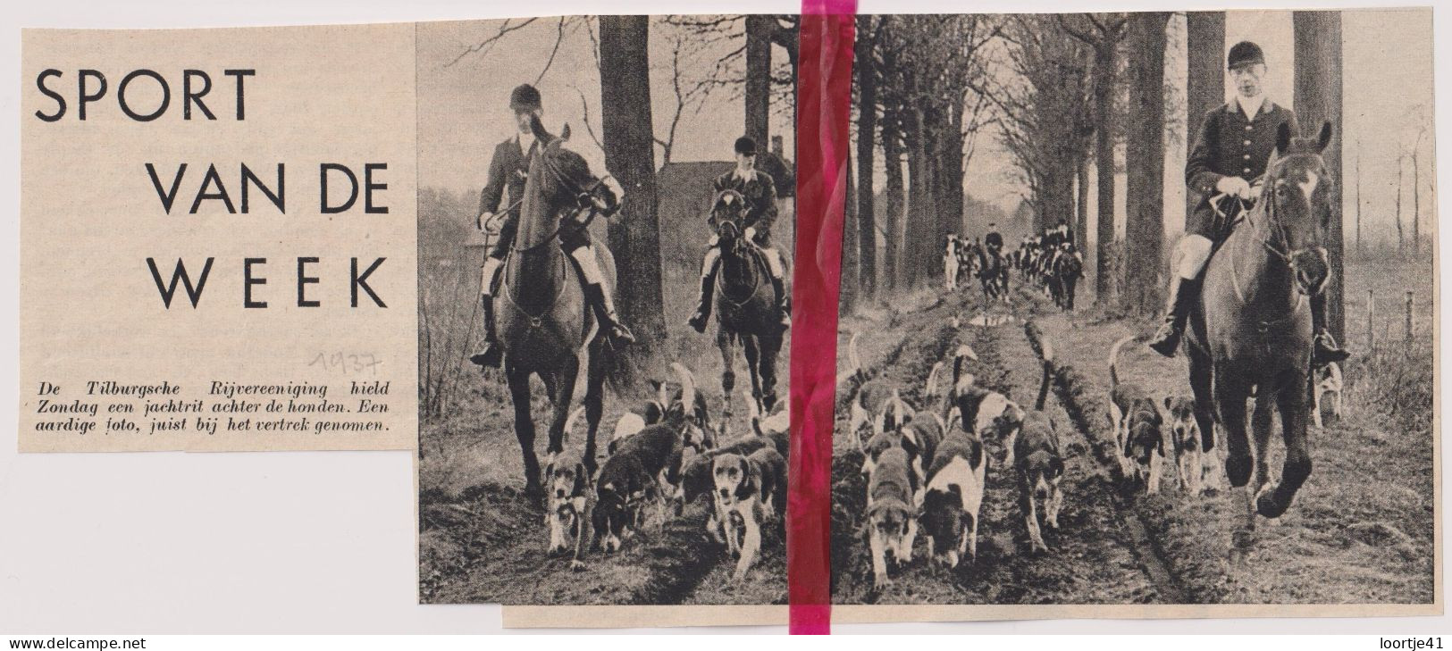 Tilburg - Jachtrit Met Honden Rijvereniging - Orig. Knipsel Coupure Tijdschrift Magazine - 1937 - Ohne Zuordnung