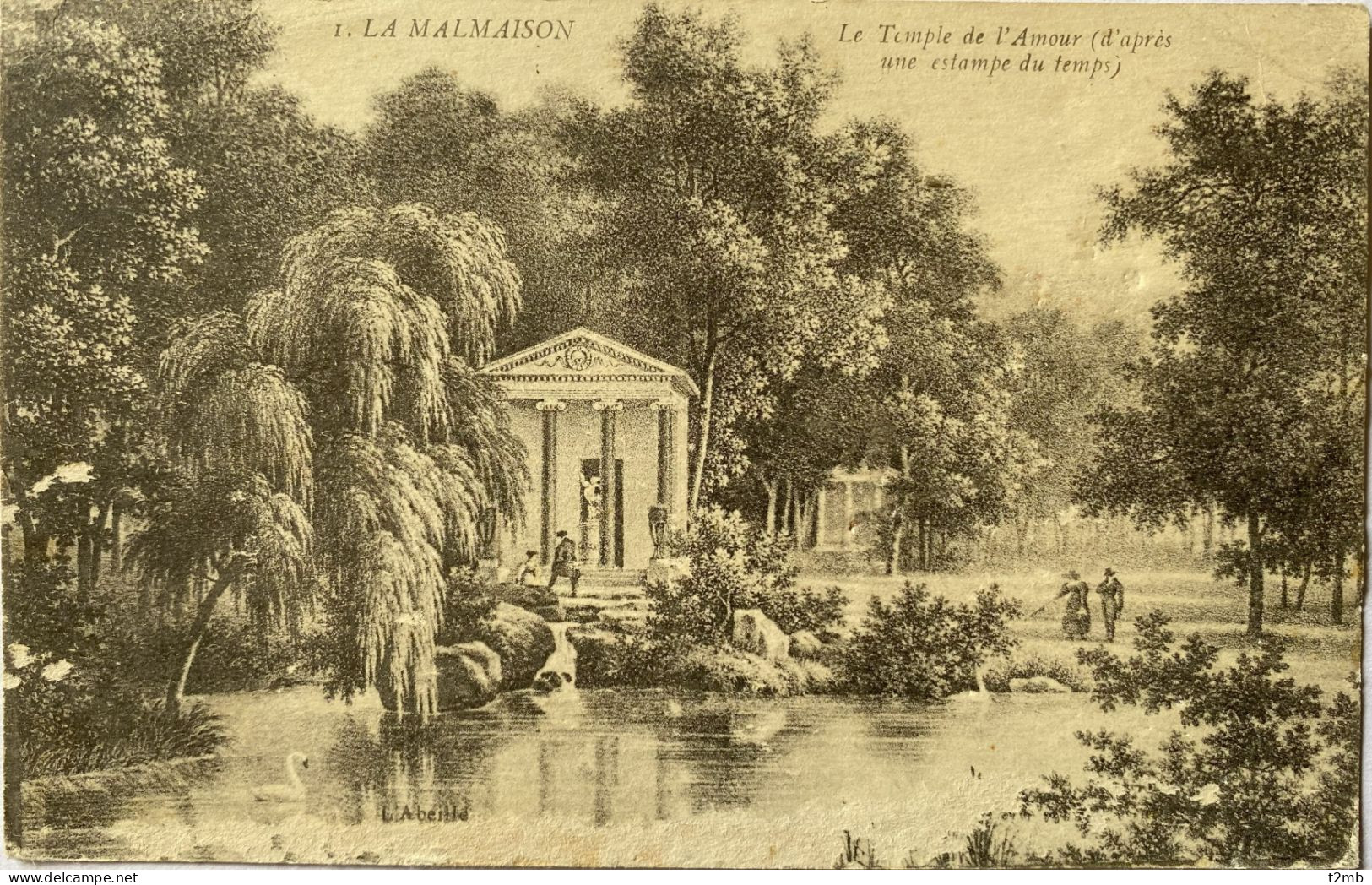 CPA LA MALMAISON (Hauts De Seine). Le Temple De L'Amour (d'après Une Estampe Du Temps) - Chateau De La Malmaison