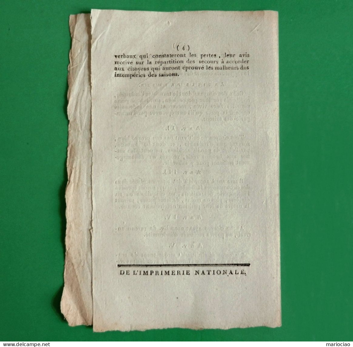 D-FR Révolution 1792 RAPPORT Au Nom Du Comité Des Secours Publics Sur Le Mode De Répartition.... - Documents Historiques