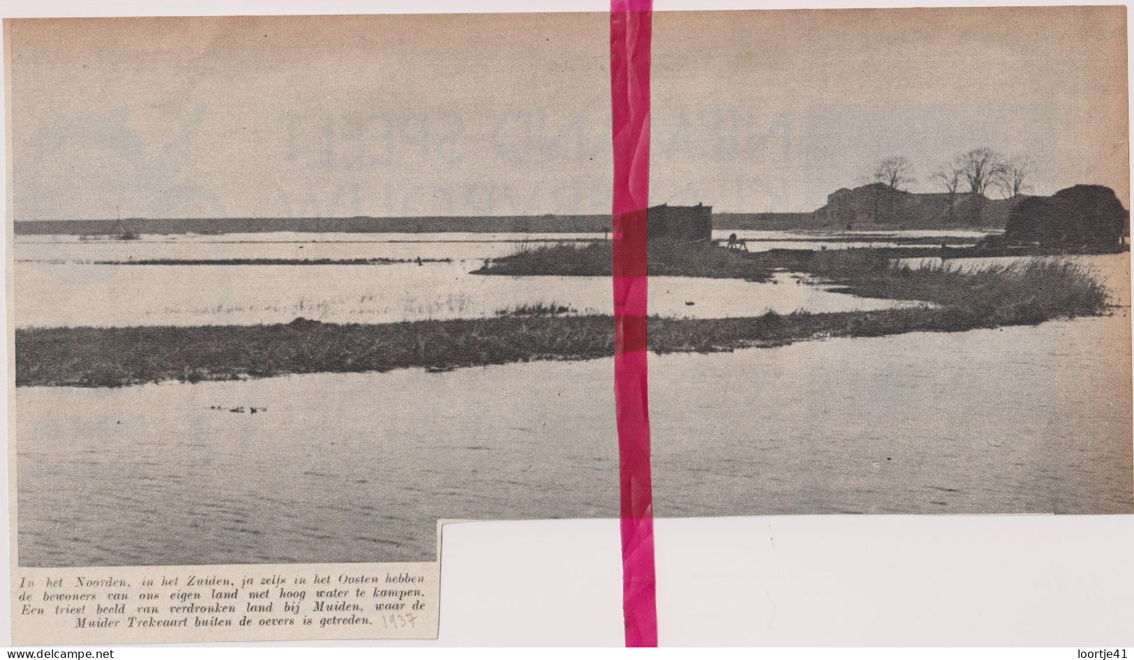 Muiden - Overstromingen Trekvaart  - Orig. Knipsel Coupure Tijdschrift Magazine - 1937 - Ohne Zuordnung