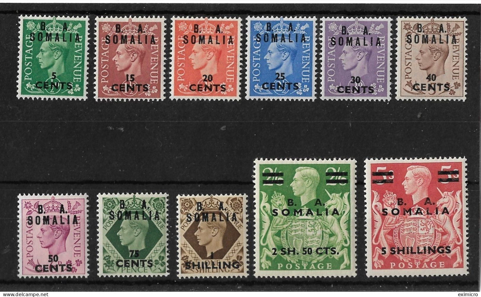 BOIC - SOMALIA 1950 B.A. SOMALIA SET SG S21/S31  LIGHTLY MOUNTED MINT Cat £35 - Other & Unclassified