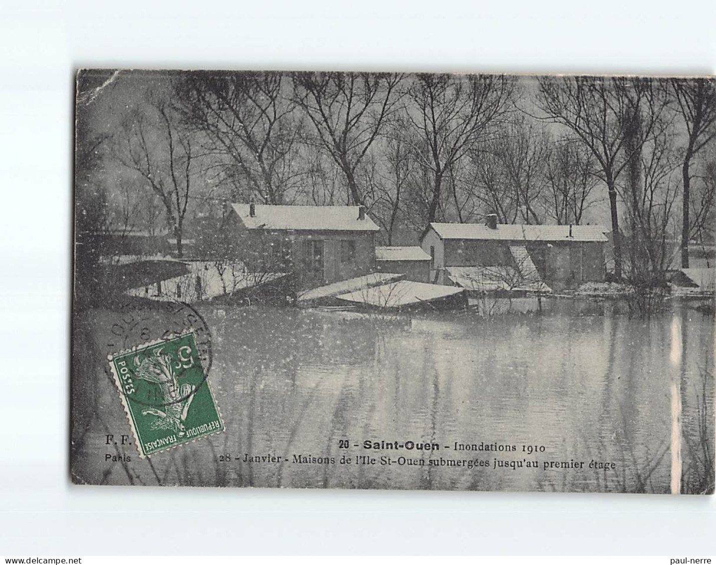 SAINT OUEN : Inondation 1910, Maisons De L'ile Saint-Ouen - état - Saint Ouen