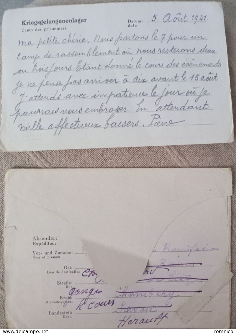 Correspondance De 6 Lettres Prisonniers De Guerre Capitaine Pierre Bonifacio 1941 - 1939-45