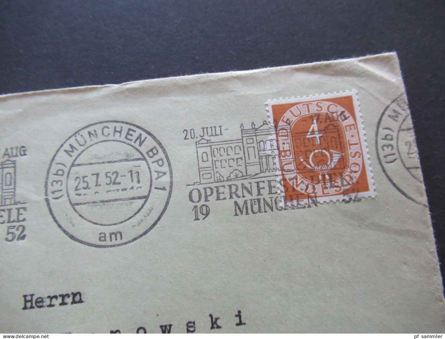 BRD 1952 Posthorn Nr.124 Propagandaspruch / Stempel Ich Kenne Nur Eine Standesgemeinschaft Das Deutsche Volk: Ludendorff - Briefe U. Dokumente