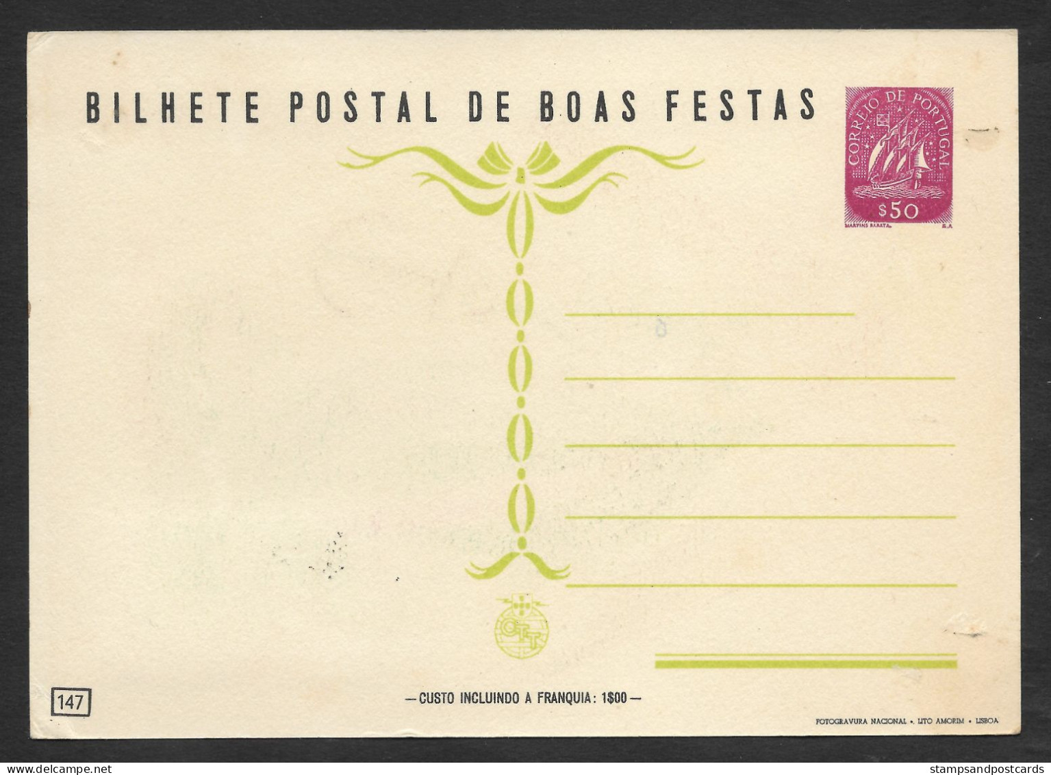 Portugal 1960 OTAN Carte Maximum Ancre Sur Entier Postal Nöel NATO 1960 Anchor Maxicard On Postal Stationery - OTAN