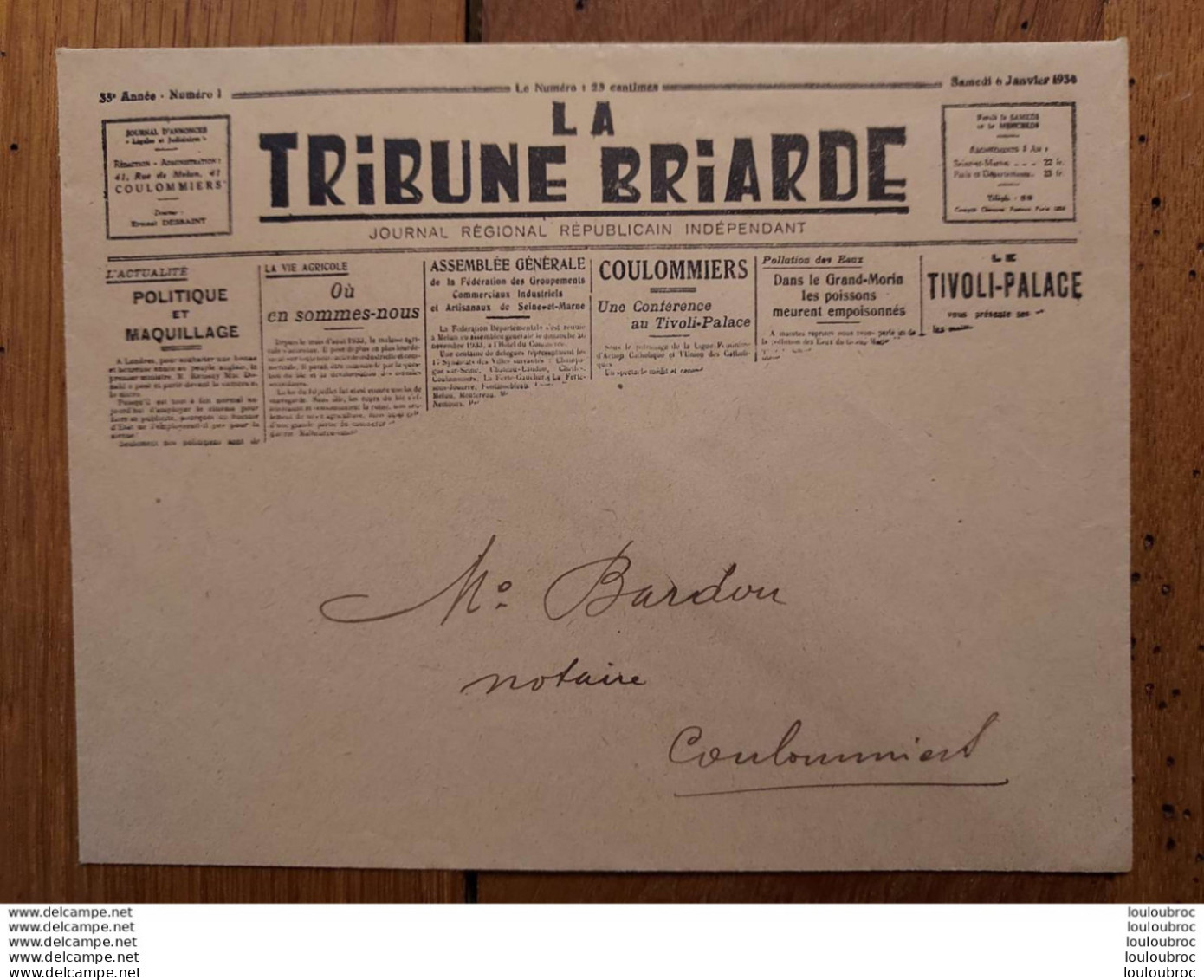 ENVELOPPE VIDE LA TRIBUNE BRIARDE A COULOMMIERS - 1900 – 1949