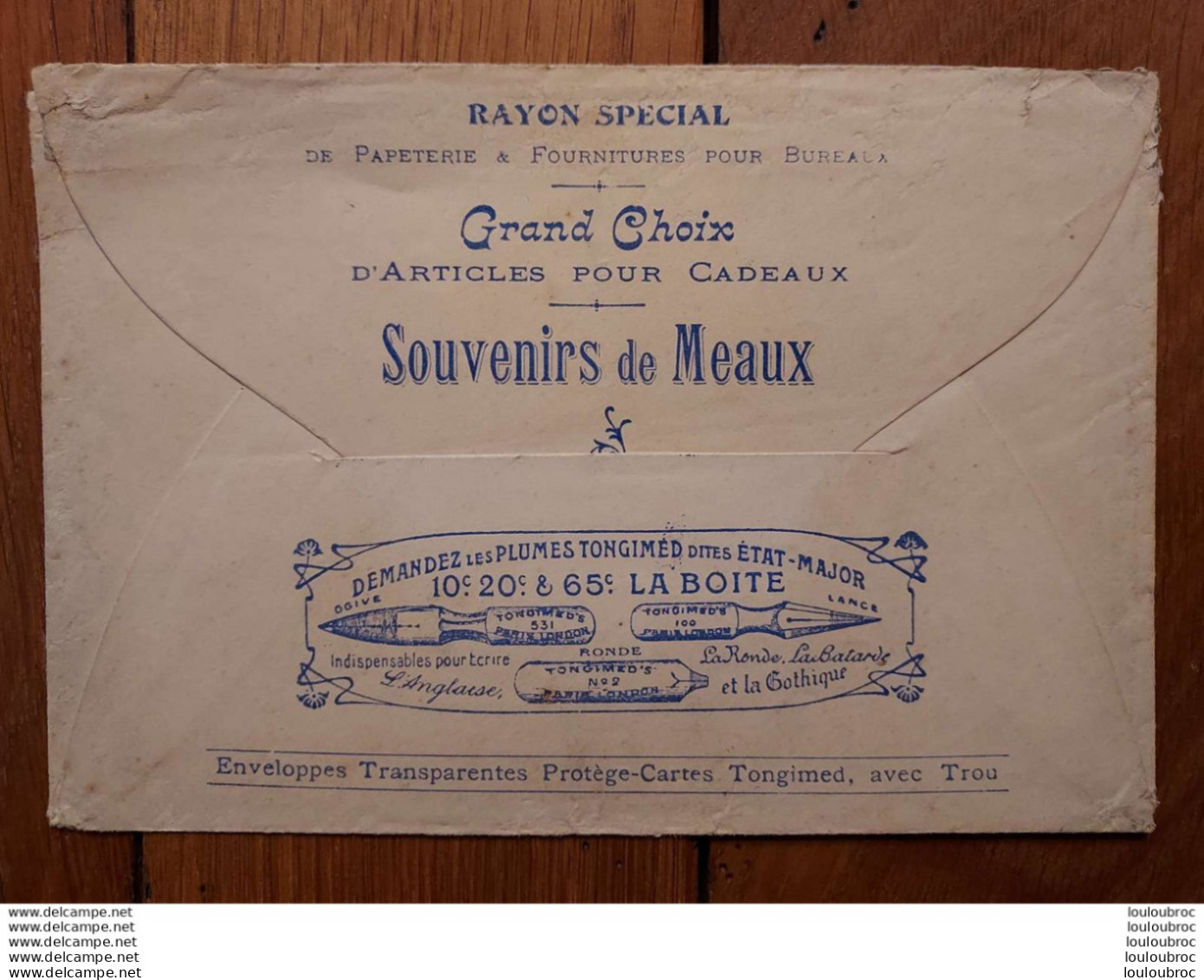 ENVELOPPE VIDE SOUVENIR DE MEAUX NOUVELLES CARTES POSTALES  GRANDS MAGASINS 49 RUE SAINT NICOLAS MEAUX - 1900 – 1949