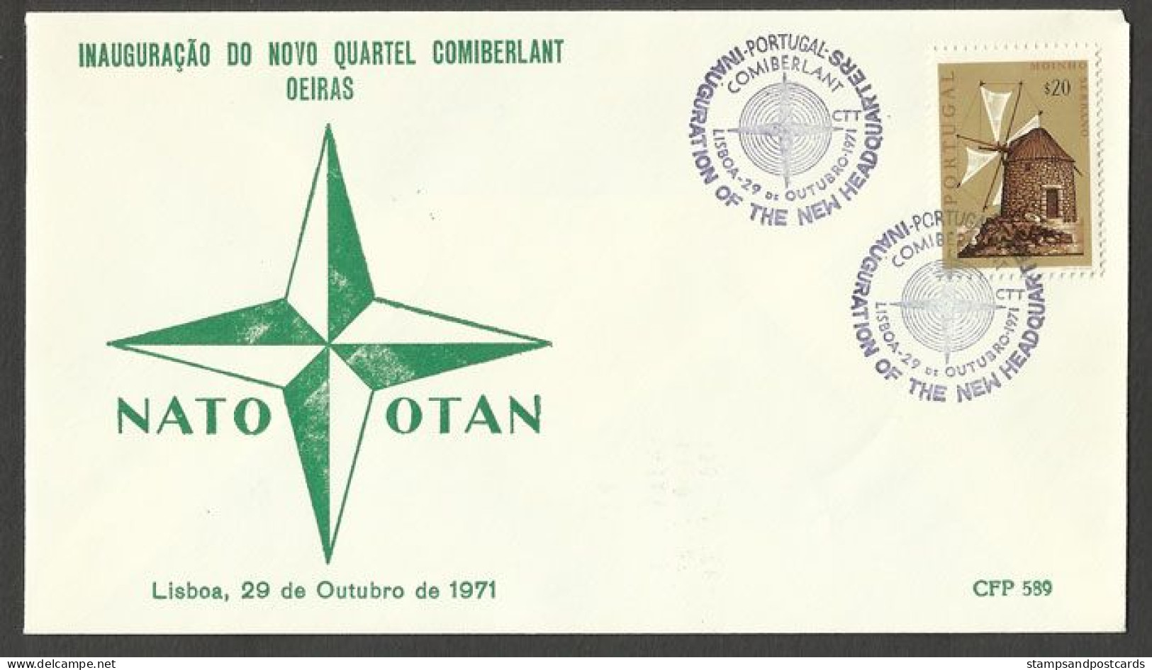 Portugal Cachet Commémoratif  Neuf Siege COMIBERLANT Oeiras OTAN 1971 NATO Event Postmark COMIBERLANT New Headquarters - OTAN