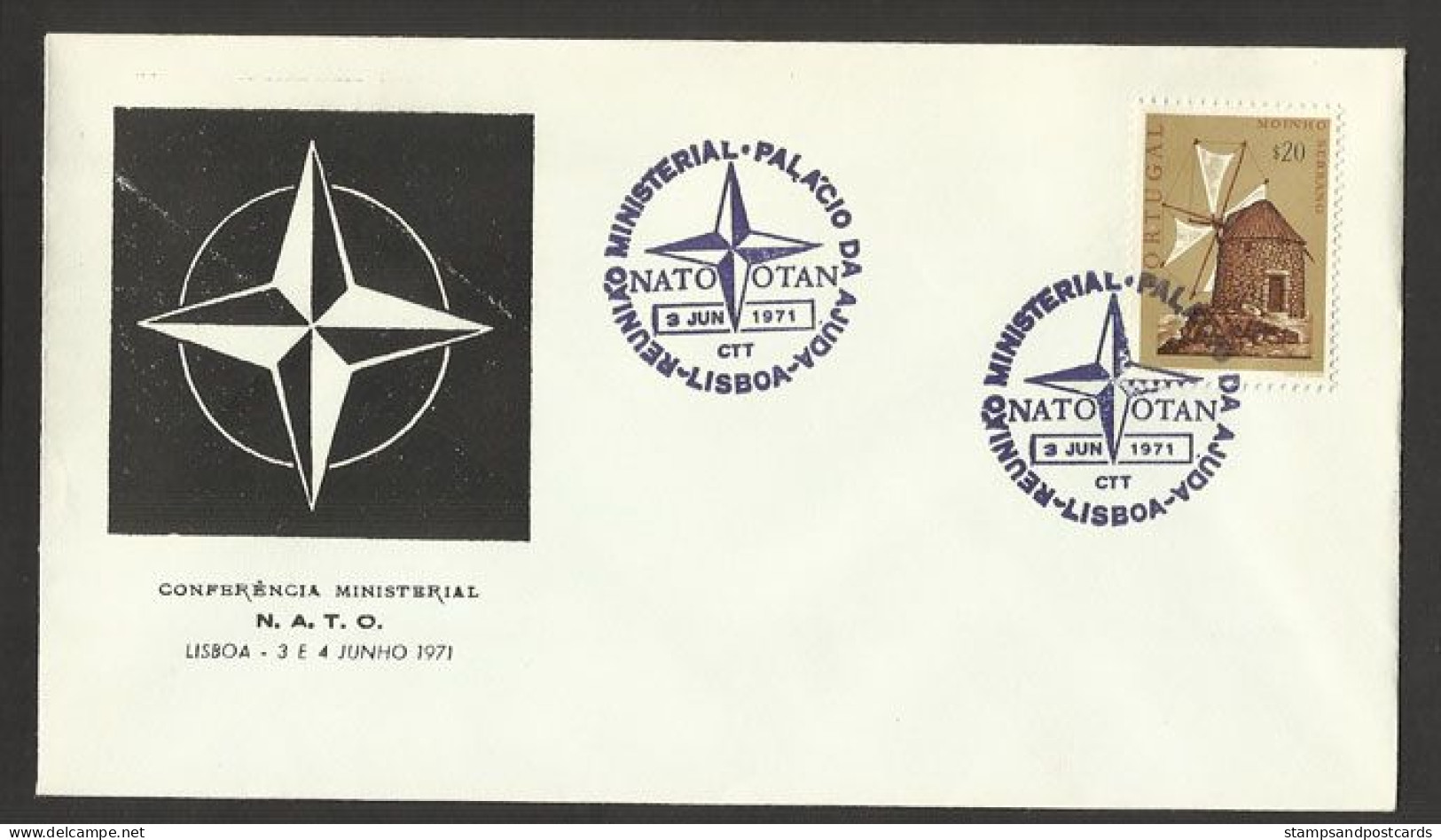 Portugal Cachet Commémoratif  Conférence Ministérielle OTAN 1971 Lisbonne NATO Ministerial Meeting Event Pmk Lisbon - OTAN