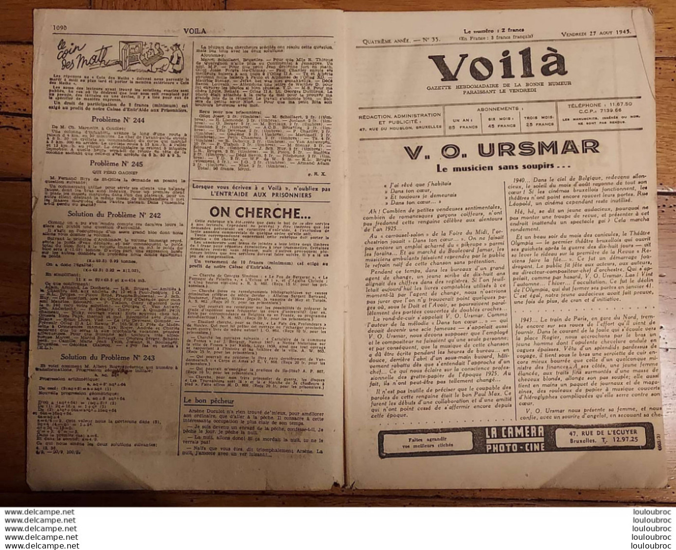 JOURNAL SATIRIQUE BELGE VOILA 08/1943 - 1939-45
